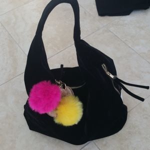Tabitha Webb brushed velvet black hobo bag